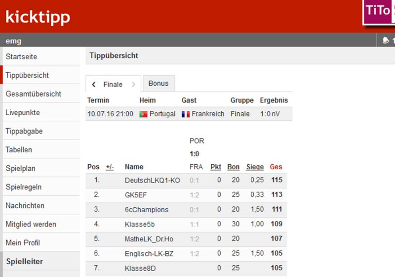 Deutsch-LK der Q1 gewinnt EMG-Tippspiel